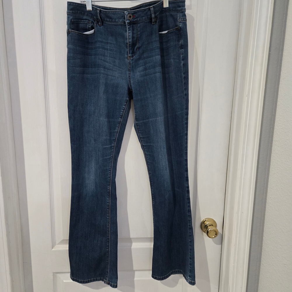 J. Jill Slim Bootcut Jeans Womens 14 Blue 34x29 Authentic Fit Stretch Denim